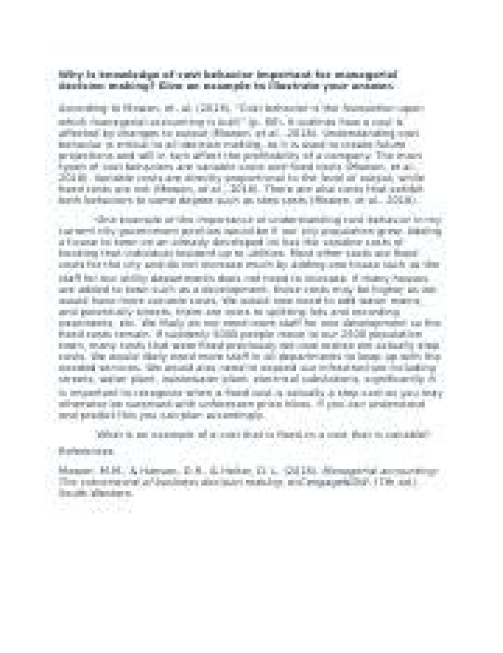 Why is knowledge of cost behavior important?